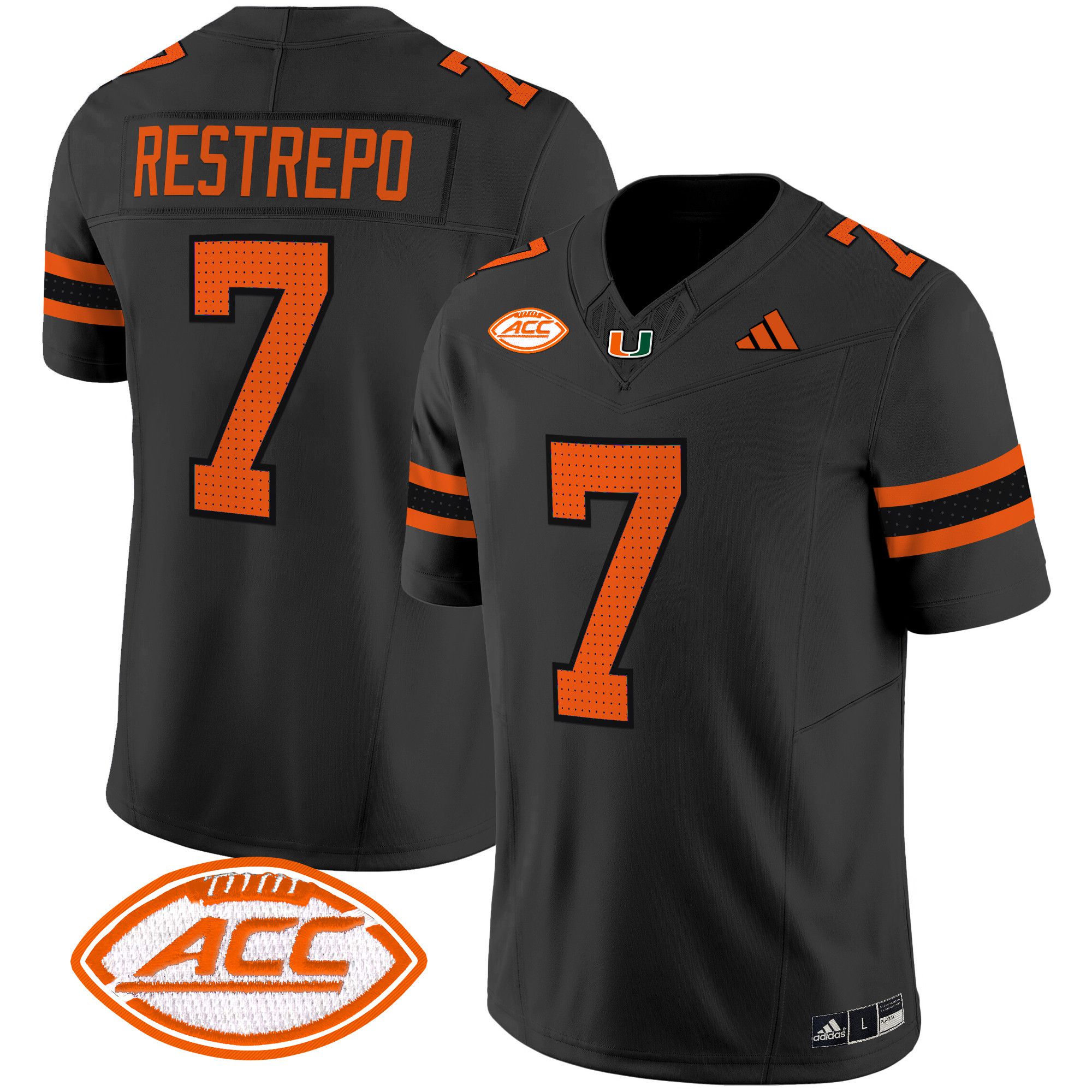 Men Miami Hurricanes #7 Restrepo Black 2024 Vapor Limited NCAA Jersey->ncaa teams->NCAA Jersey